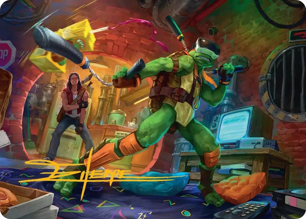 Michelangelo, Game Master Art Card (Gold-Stamped Signature) [Teenage Mutant Ninja Turtles Art Series] | Anubis Games and Hobby