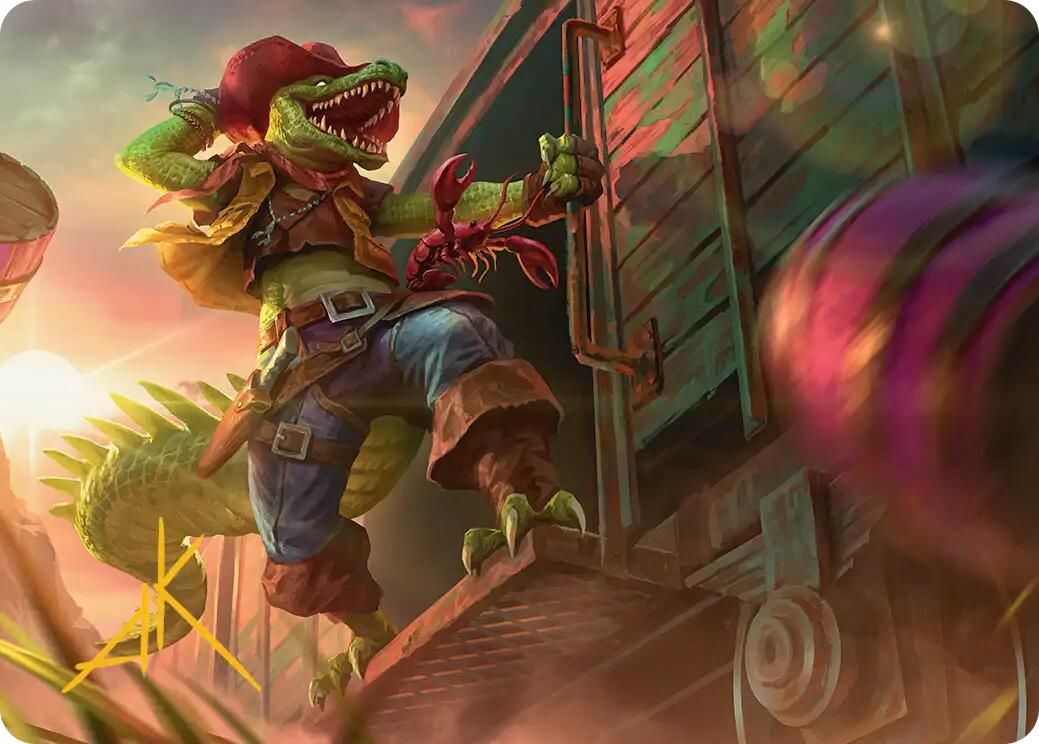 Leatherhead, Iron Gator Art Card (Gold-Stamped Signature) [Teenage Mutant Ninja Turtles Art Series] | Anubis Games and Hobby