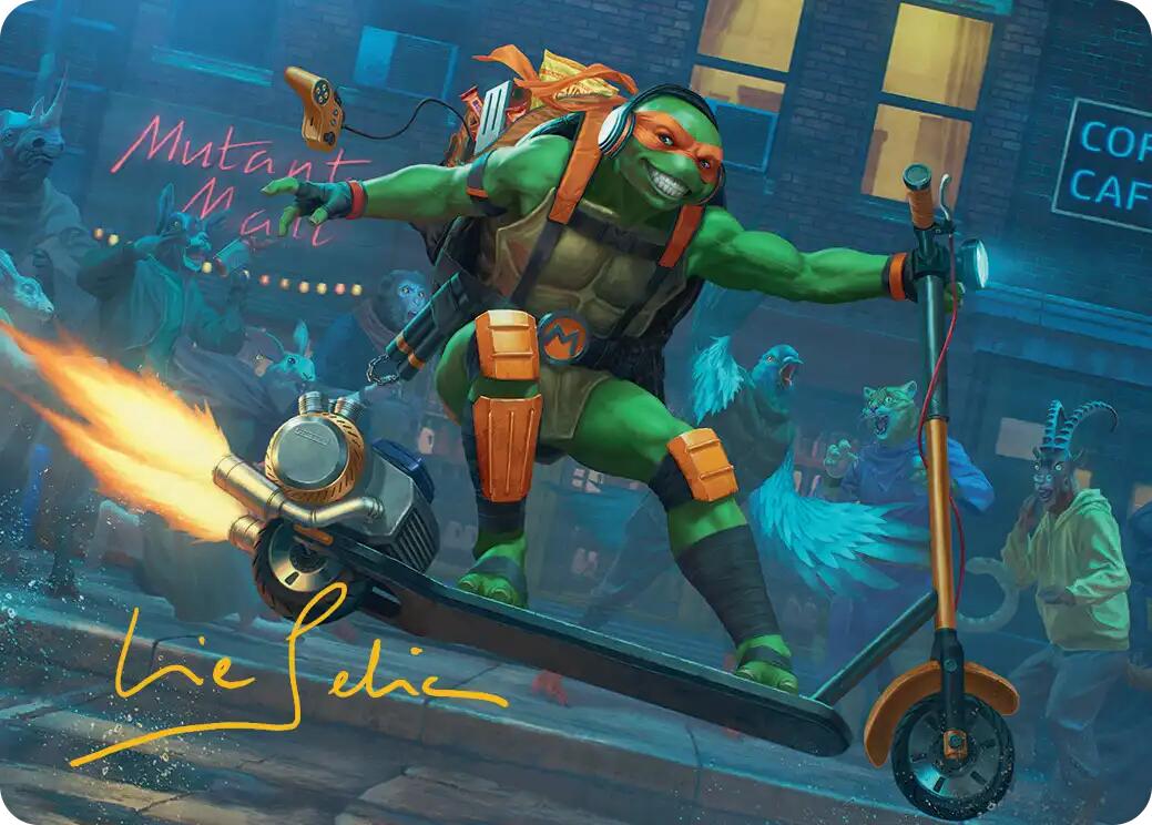 Michelangelo, On the Scene Art Card (Gold-Stamped Signature) [Teenage Mutant Ninja Turtles Art Series] | Anubis Games and Hobby