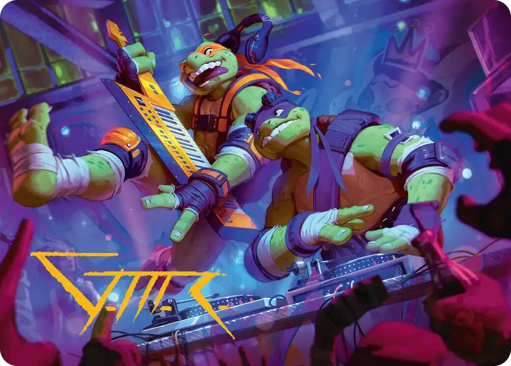 Mikey & Don, Party Planners Art Card (Gold-Stamped Signature) [Teenage Mutant Ninja Turtles Art Series] | Anubis Games and Hobby