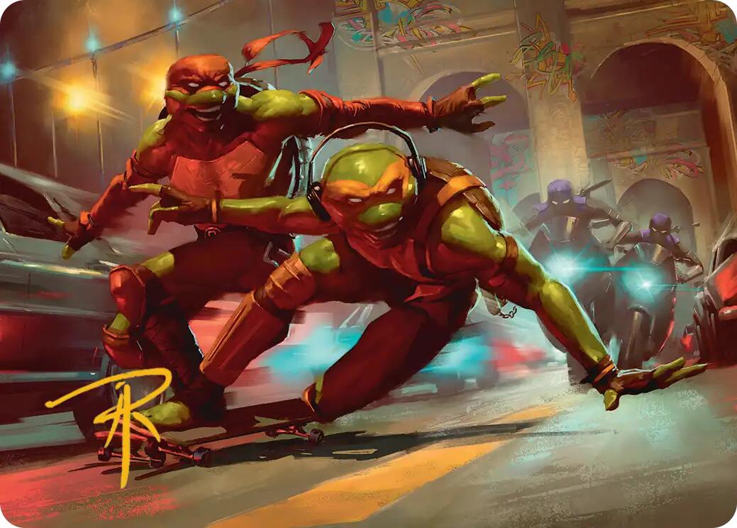 Raph & Mikey, Troublemakers Art Card (Gold-Stamped Signature) [Teenage Mutant Ninja Turtles Art Series] | Anubis Games and Hobby