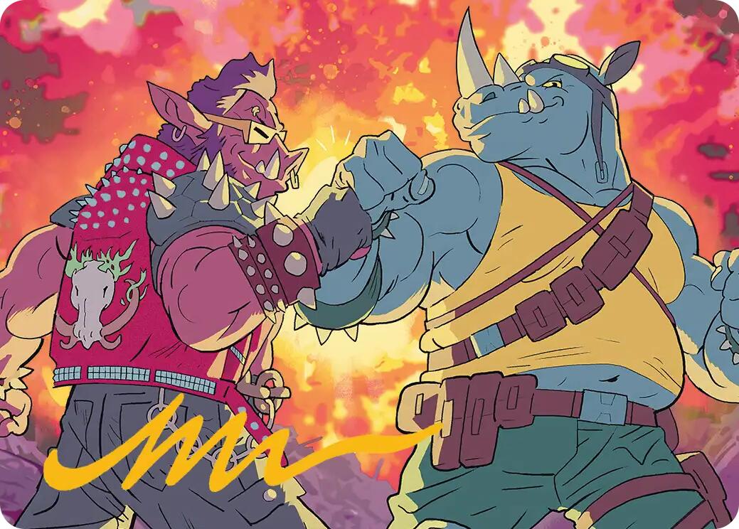 Bebop & Rocksteady Art Card (Gold-Stamped Signature) [Teenage Mutant Ninja Turtles Art Series] | Anubis Games and Hobby