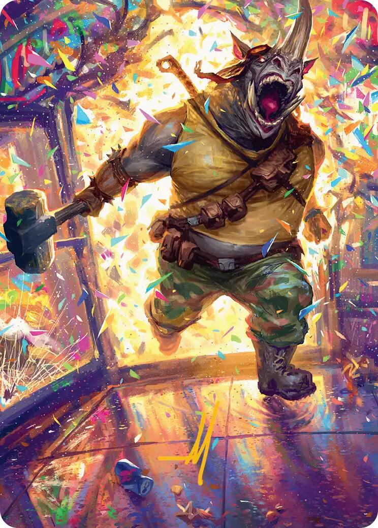 Rocksteady, Rowdy Rhino Art Card (Gold-Stamped Signature) [Teenage Mutant Ninja Turtles Art Series] | Anubis Games and Hobby