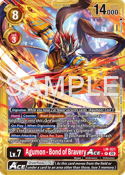 Agumon [LM-021] - Bond of Bravery ACE (Gold Border) [Advanced Booster Digimon Generation] | Anubis Games and Hobby