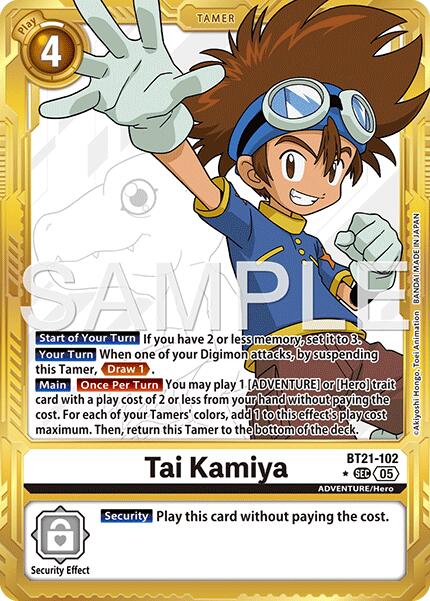 Tai Kamiya [BT21-102] (Gold Border) [Advanced Booster Digimon Generation] | Anubis Games and Hobby