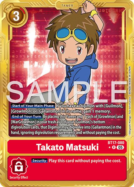 Takato Matsuki [BT17-080] (Gold Border) [Advanced Booster Digimon Generation] | Anubis Games and Hobby