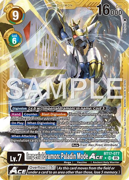 Imperialdramon: Paladin Mode ACE [BT17-077] (Gold Border) [Advanced Booster Digimon Generation] | Anubis Games and Hobby