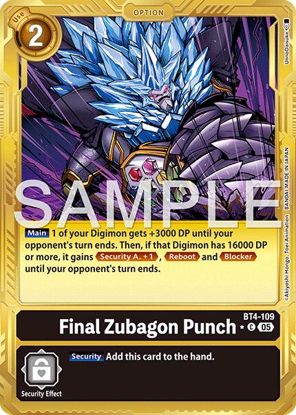 Final Zubagon Punch [BT4-109] (Gold Border) [Advanced Booster Digimon Generation] | Anubis Games and Hobby
