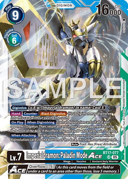 Imperialdramon: Paladin Mode ACE [BT17-077] (Reprint) [Advanced Booster Digimon Generation] | Anubis Games and Hobby