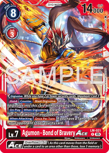 Agumon [LM-021] - Bond of Bravery ACE (Reprint) [Advanced Booster Digimon Generation] | Anubis Games and Hobby