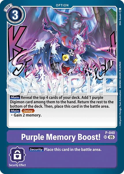Purple Memory Boost! [P-040] (Reprint) [Advanced Booster Digimon Generation] | Anubis Games and Hobby