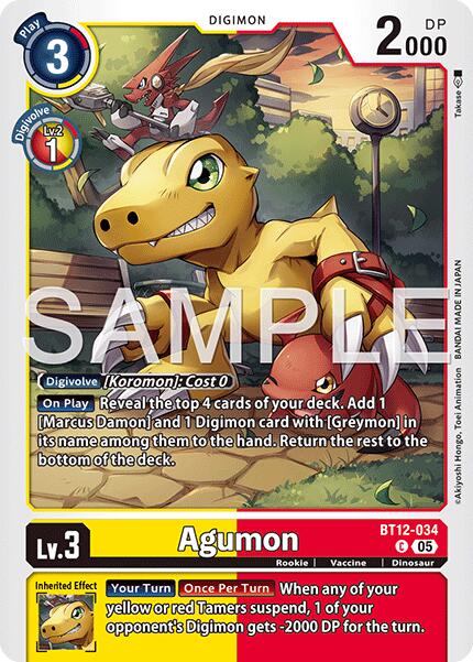 Agumon [BT12-034] - BT12-034 (Reprint) [Advanced Booster Digimon Generation] | Anubis Games and Hobby