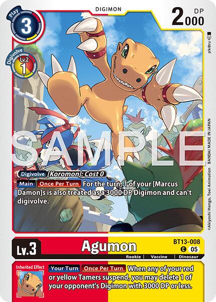 Agumon [BT13-008] - BT13-008 (Reprint) [Advanced Booster Digimon Generation] | Anubis Games and Hobby