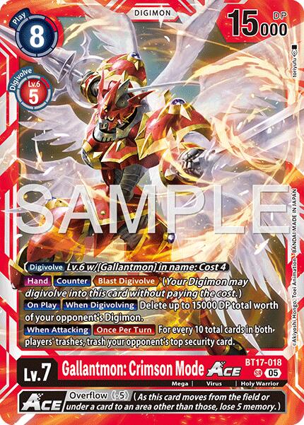 Gallantmon: Crimson Mode ACE [BT17-018] (Reprint) [Advanced Booster Digimon Generation] | Anubis Games and Hobby