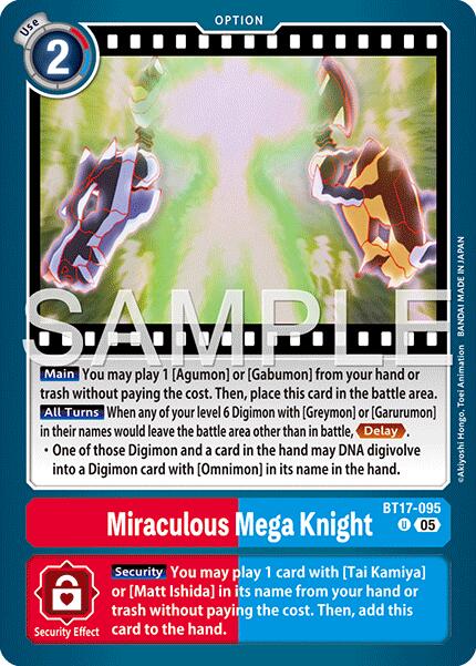 Miraculous Mega Knight [BT17-095] (Reprint) [Advanced Booster Digimon Generation] | Anubis Games and Hobby