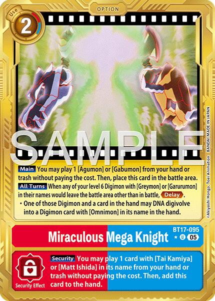 Miraculous Mega Knight [BT17-095] (Gold Border) [Advanced Booster Digimon Generation] | Anubis Games and Hobby