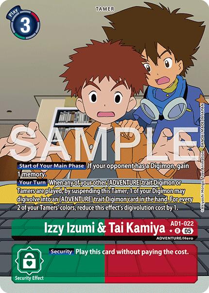 Izzy Izumi & Tai Kamiya [AD1-022] (Alternate Art) [Advanced Booster Digimon Generation] | Anubis Games and Hobby