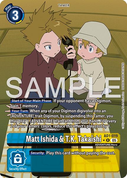 Matt Ishida & T.K. Takaishi [AD1-019] (Alternate Art) [Advanced Booster Digimon Generation] | Anubis Games and Hobby