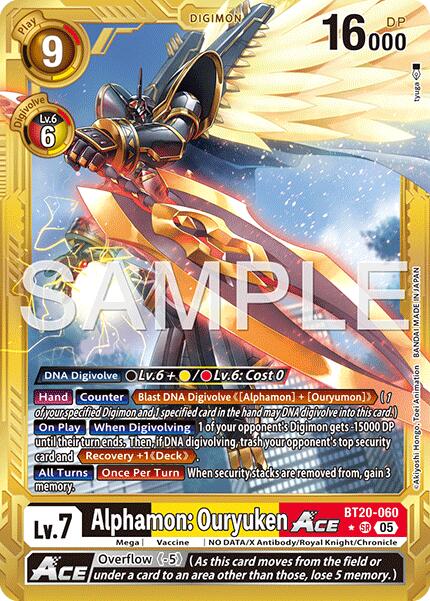Alphamon: Ouryuken ACE [BT20-060] (Gold Border) [Advanced Booster Digimon Generation] | Anubis Games and Hobby