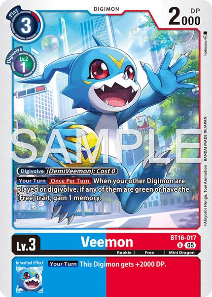 Veemon [BT16-017] (Reprint) [Advanced Booster Digimon Generation] | Anubis Games and Hobby