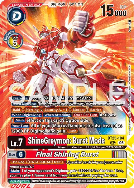 ShineGreymon: Burst Mode // Final Shining Burst [BT25-104] [Dual Revolution] | Anubis Games and Hobby