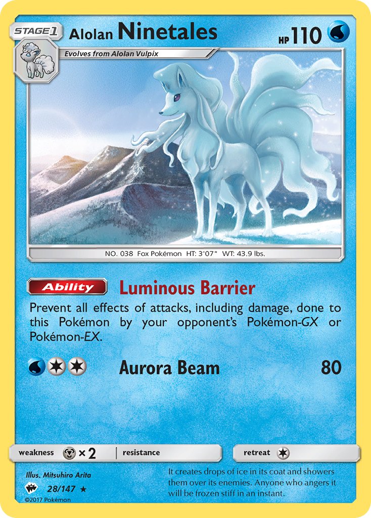Alolan Ninetales (28/147) (Water Web Holo) (Theme Deck Exclusives) [Sun & Moon: Burning Shadows] | Anubis Games and Hobby