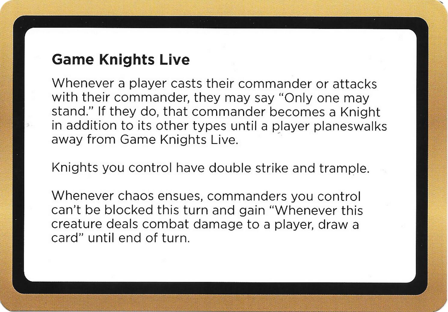Game Knights Live (Black Lotus Unknown Planechase) [Oversize Cards] | Anubis Games and Hobby