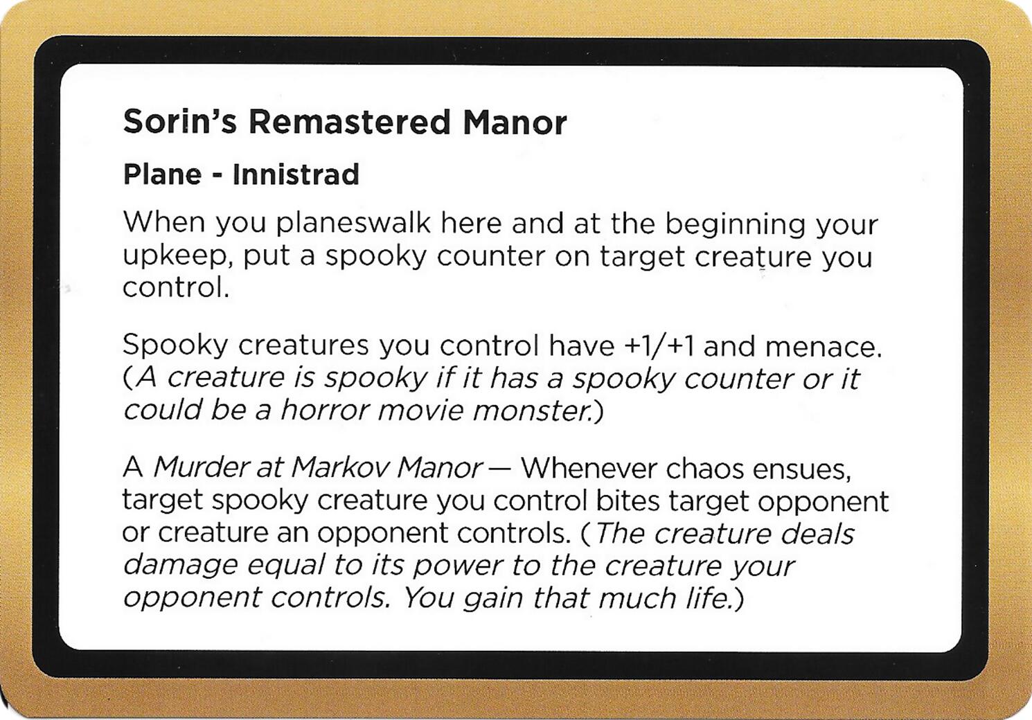 Sorin's Remastered Manor (Black Lotus Unknown Planechase) [Oversize Cards] | Anubis Games and Hobby