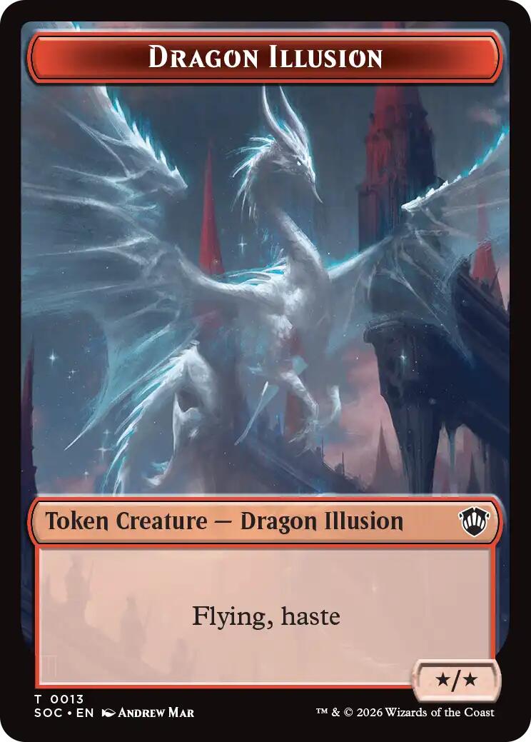 Dragon Illusion // Elemental (0002) Double-Sided Token [Secrets of Strixhaven Commander Tokens] | Anubis Games and Hobby
