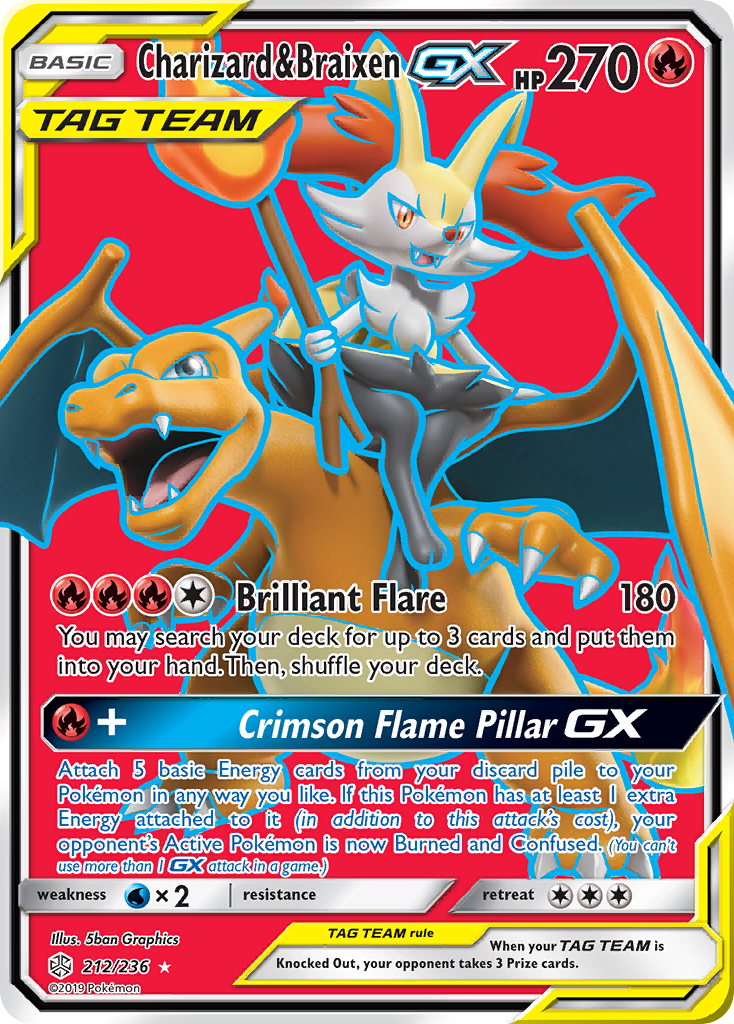 Charizard & Braixen GX (212/236) [Sun & Moon: Cosmic Eclipse] | Anubis Games and Hobby