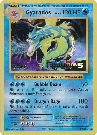 Gyarados (34/108) (XY Evolutions Staff Prerelease) [XY: Black Star Promos] | Anubis Games and Hobby