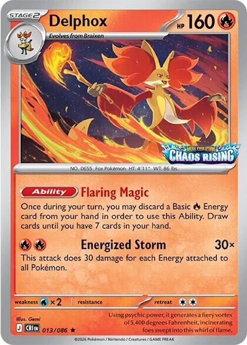 Delphox (013/086) (Chaos Rising Stamped) [Miscellaneous Cards] | Anubis Games and Hobby