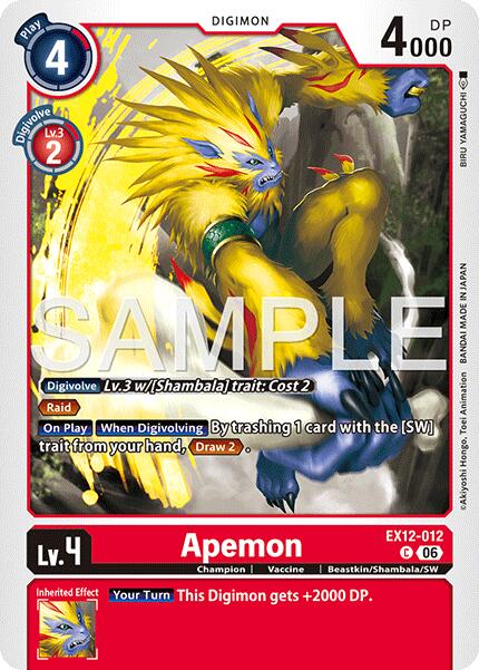 Apemon [EX12-012] [Digital World Shambala] | Anubis Games and Hobby