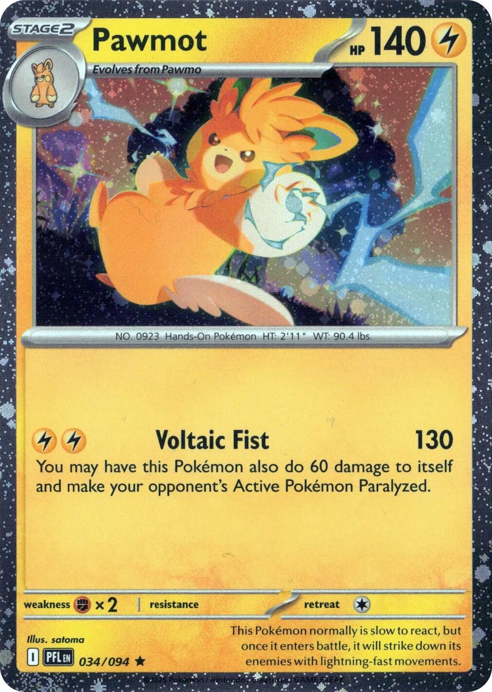 Pawmot (034/094) (Cosmos Holo) [Mega Evolution: Phantasmal Flames] | Anubis Games and Hobby