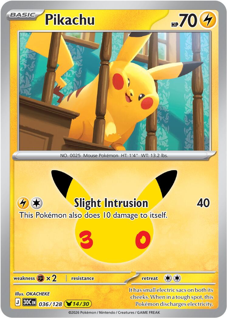 Pikachu (036/128) [Mega Evolution: 30th Celebration] | Anubis Games and Hobby