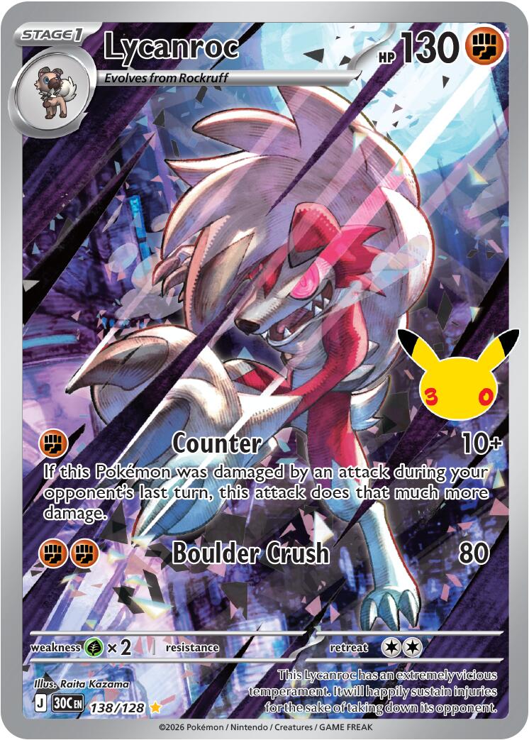 Lycanroc (138/128) [Mega Evolution: 30th Celebration] | Anubis Games and Hobby