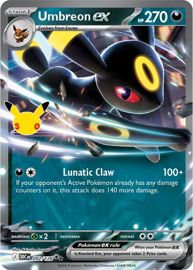 Umbreon ex (092/128) [Mega Evolution: 30th Celebration] | Anubis Games and Hobby