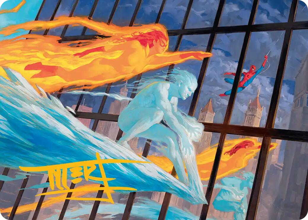 Iceman and Firestar Art Card (Gold-Stamped Signature) [Marvel Super Heroes Art Series] | Anubis Games and Hobby