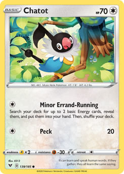 Chatot (139/185) [Sword & Shield: Vivid Voltage] | Anubis Games and Hobby