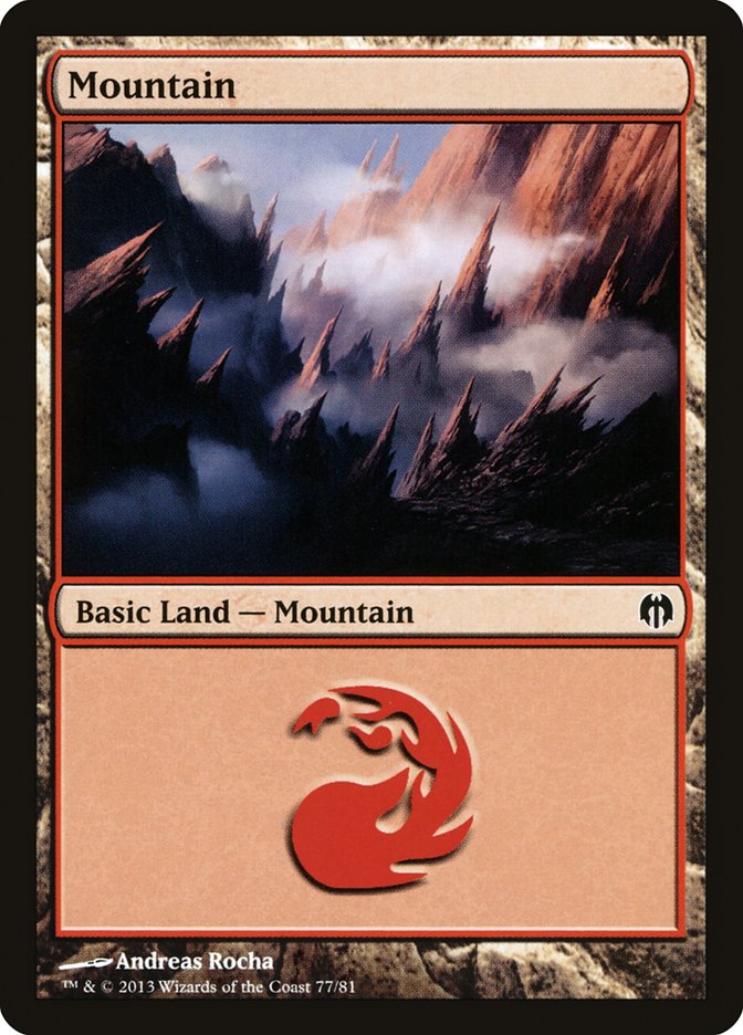 Mountain (77) [Duel Decks: Heroes vs. Monsters] | Anubis Games and Hobby