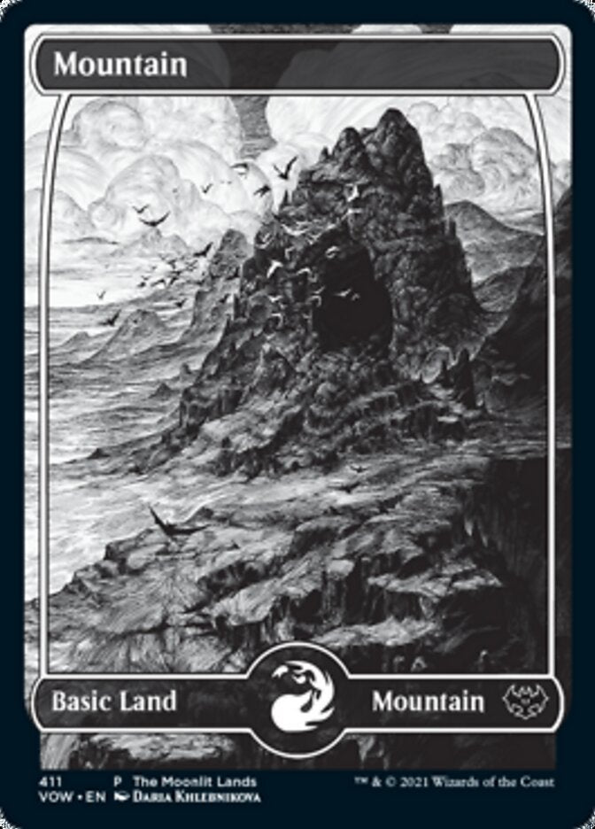 Mountain (The Moonlit Lands) (Foil Etched) [Innistrad: Crimson Vow Promos] | Anubis Games and Hobby