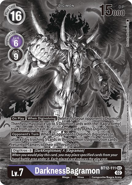 DarknessBagramon [BT12-111] (Alternate Art - Black & White) [Across Time] | Anubis Games and Hobby