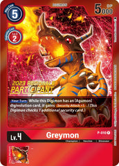 Greymon [P-010] (2023 Regionals Participant) [Promotional Cards] | Anubis Games and Hobby