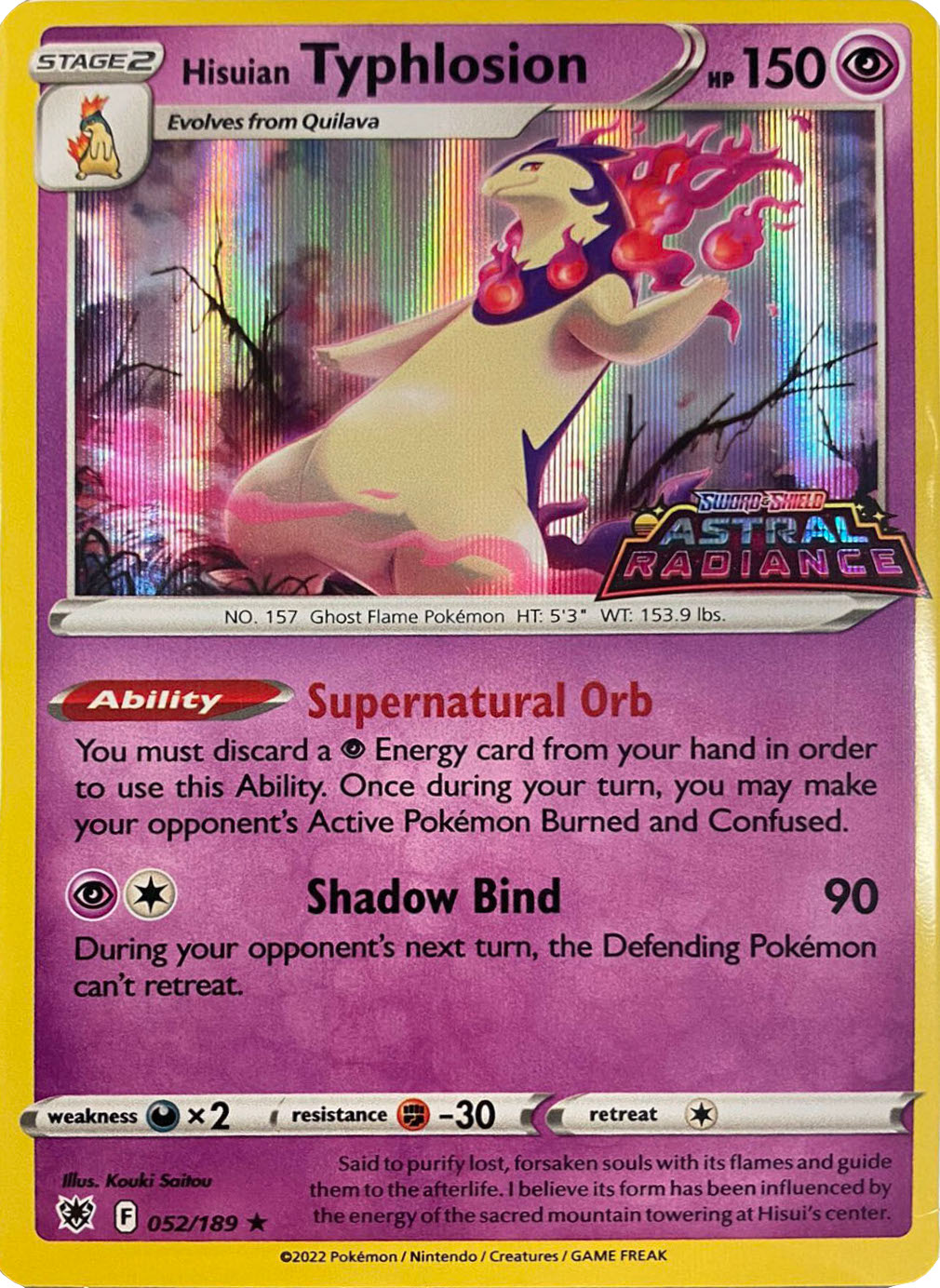 Hisuian Typhlosion (052/189) (GameStop Exclusive) [Sword & Shield: Astral Radiance] | Anubis Games and Hobby