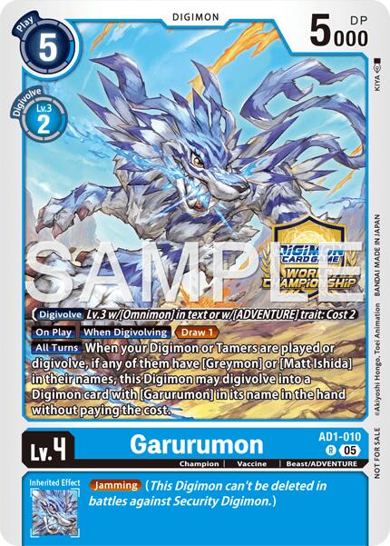 Garurumon [AD1-010] (World Championship 26–27 Regionals Season 2) [Advanced Booster Digimon Generation] | Anubis Games and Hobby