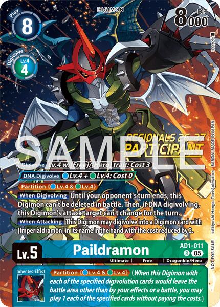 Paildramon [AD1-011] - AD1-011 (Regionals 26-27 Season 2 Participant) [Advanced Booster Digimon Generation] | Anubis Games and Hobby