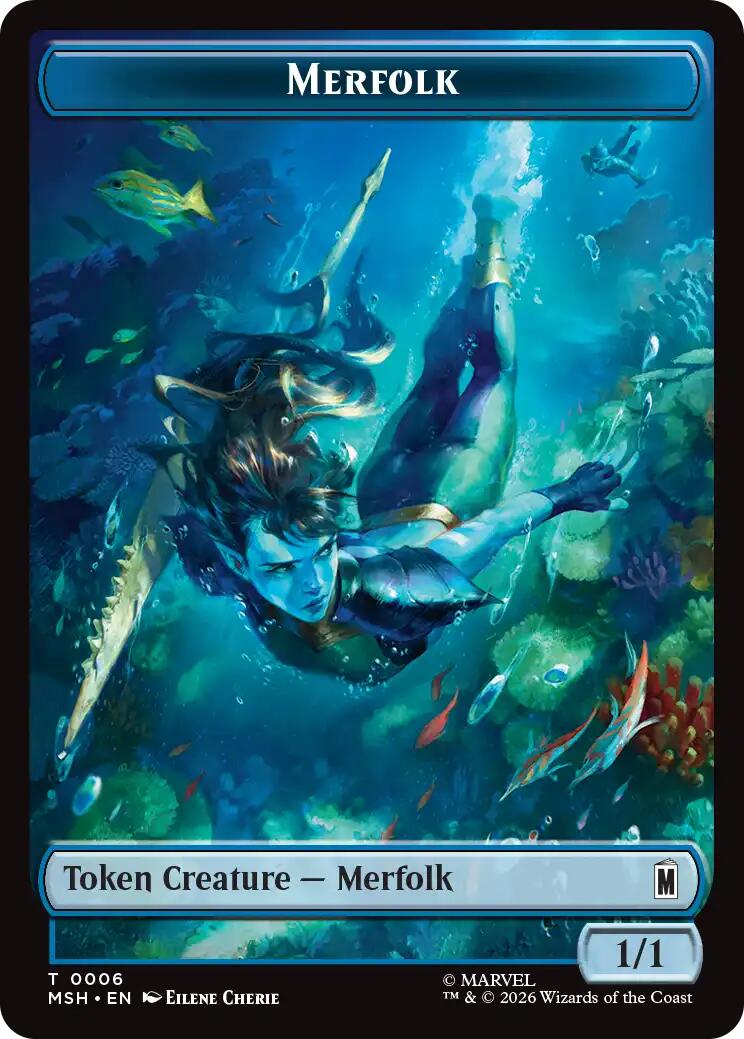 Merfolk // Doombot Double-Sided Token [Marvel Super Heroes Tokens] | Anubis Games and Hobby
