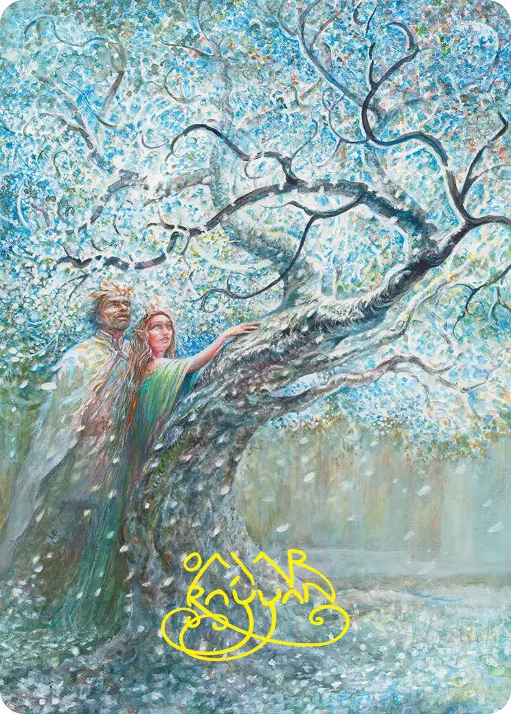 Flowering of the White Tree Art Card (Gold-Stamped Signature) [The Hobbit Art Series] | Anubis Games and Hobby