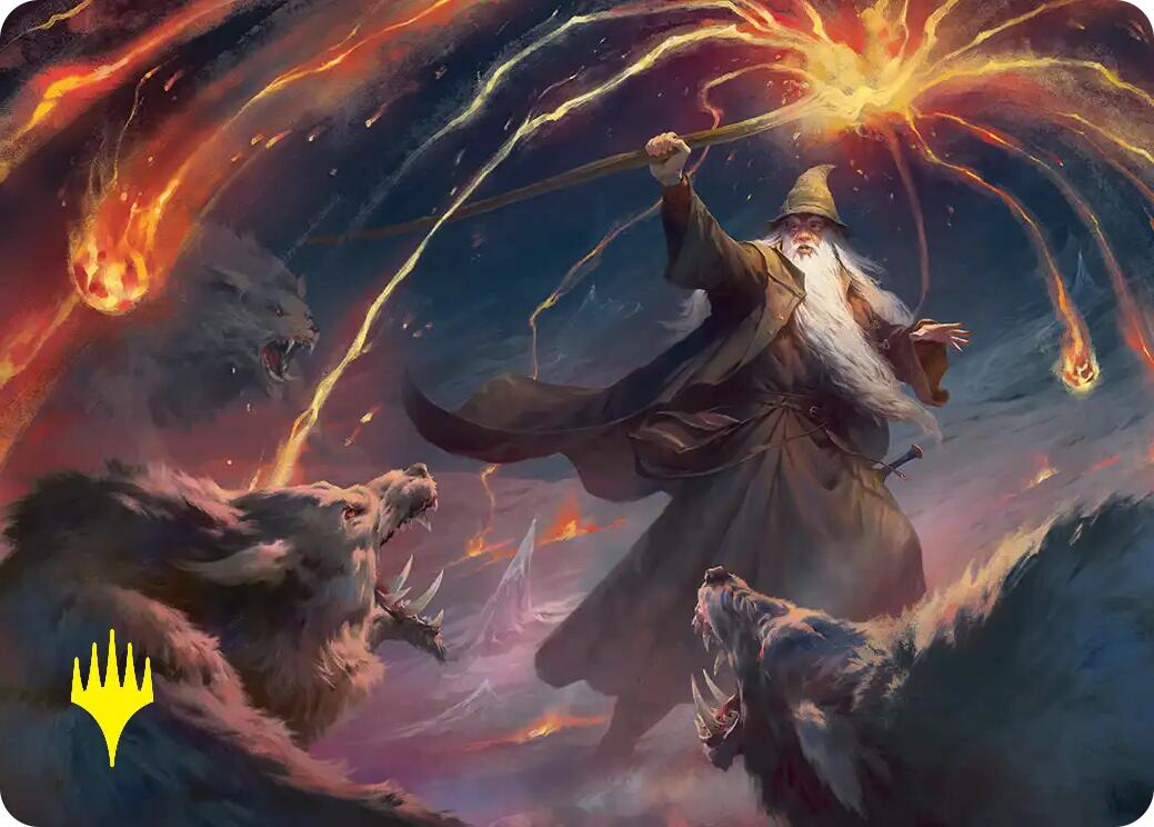 Gandalf, Shadow's Foe Art Card (Gold-Stamped) [The Hobbit Art Series] | Anubis Games and Hobby