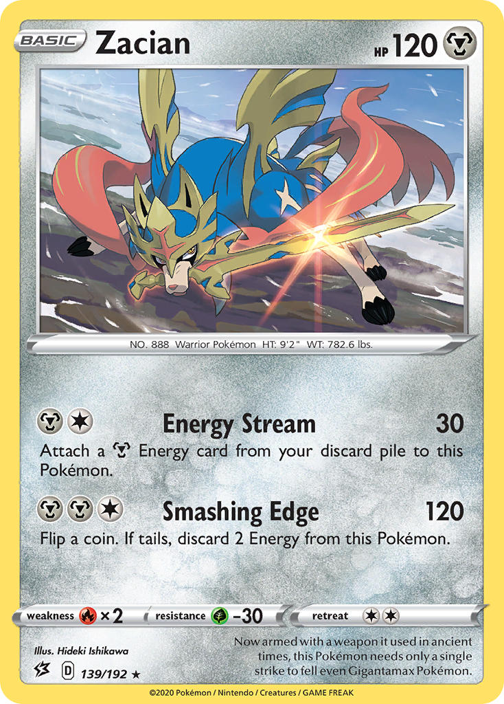 Zacian (139/192) (Cracked Ice Holo) (Theme Deck Exclusives) [Sword & Shield: Rebel Clash] | Anubis Games and Hobby